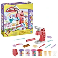 Play-Doh Glaces fantastiques avec 14 outils et 4 pots de pâte atoxique bicolore, dont 2 pailletées, pour enfants, dès 3 ans