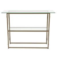 Mar Vista Collection Glass Console Table with Matte Gold Frame