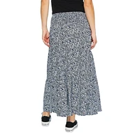 Paisley Sky Maternity Tiered Midi Skirt