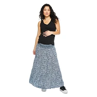Paisley Sky Maternity Tiered Midi Skirt
