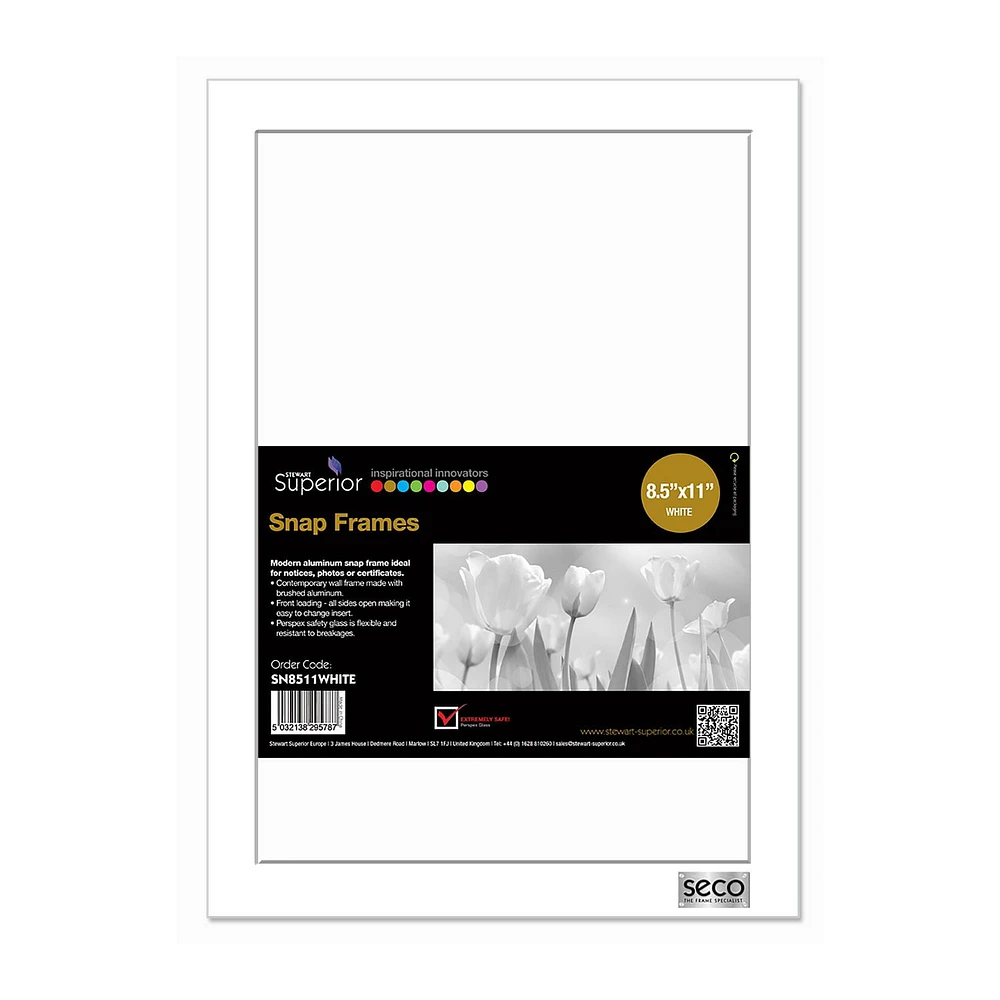 SECO Snap Poster Frame Case, 8.5 x 11 Inches, White