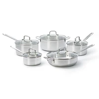 Starfrit Tri-Ply Clad Stainless Steel 10-Pc Cookware Set, Induction compatible