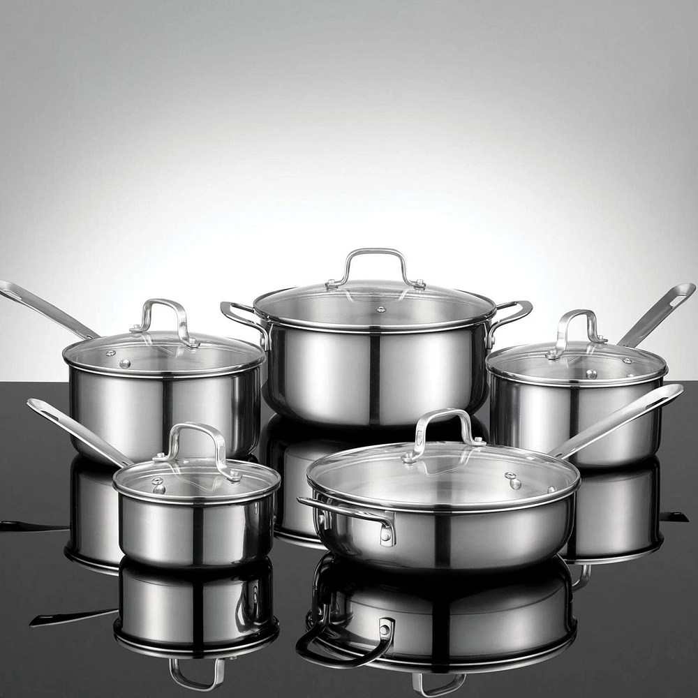 Starfrit Tri-Ply Clad Stainless Steel 10-Pc Cookware Set, Induction compatible