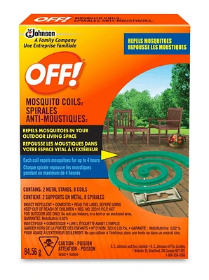 OFF! Mosquito Coils, 2 metal stands and 8 coils, Each coil repels mosquitoes for up to 4 hours