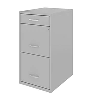 Space Solutions 18 inch Deep 3 Drawer Metal Organizer File Cabinet with Pencil Drawer, Arctic Silver