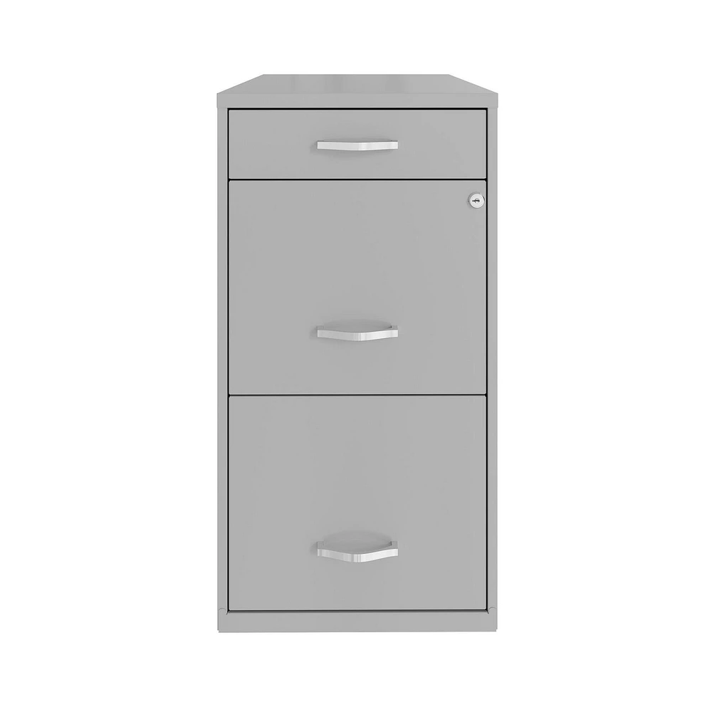 Space Solutions 18 inch Deep 3 Drawer Metal Organizer File Cabinet with Pencil Drawer, Arctic Silver