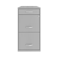 Space Solutions 18 inch Deep 3 Drawer Metal Organizer File Cabinet with Pencil Drawer, Arctic Silver