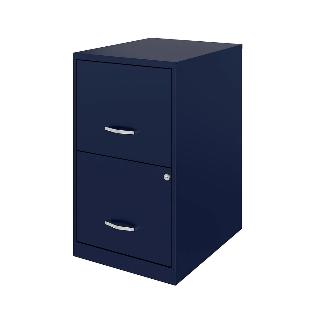 Space Solutions 18 inch 2 Drawer Metal File Cabinet, Navy