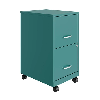 18" 2 Drawer Mobile Smart Vertical File Cabinet, Teal