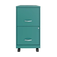 18" 2 Drawer Mobile Smart Vertical File Cabinet, Teal