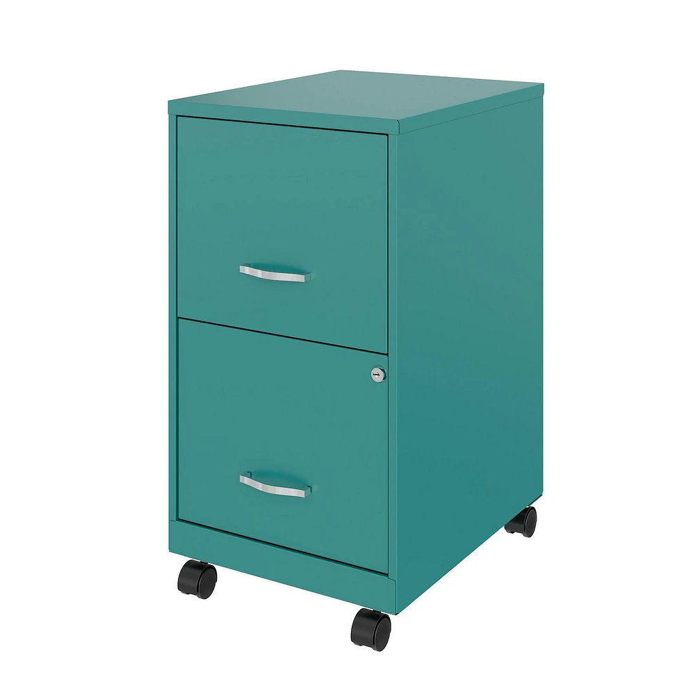 18" 2 Drawer Mobile Smart Vertical File Cabinet, Teal