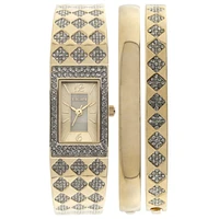 Ensemble de bracelets et montre Elgin au ton doré et aux cristaux véritables pour femmes