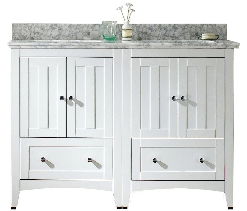 American Imaginations 47.6-in. W Floor Mount White Vanity Set For 1 Hole Drilling Black Galaxy Top White UM Sink AI-17797