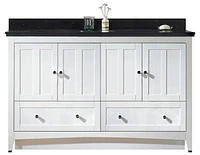 American Imaginations 36-in. W Floor Mount White Vanity Set For 3H8-in. Drilling Black Galaxy Top White UM Sink AI-17699