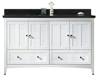 American Imaginations 47.6-in. W Floor Mount White Vanity Set For 1 Hole Drilling Black Galaxy Top Biscuit UM Sink AI-17714