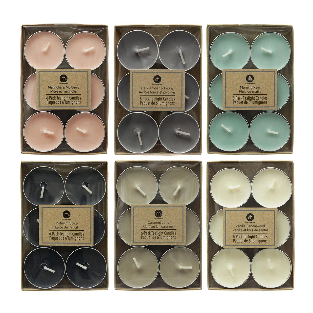 Hometrends MORNING RAIN 6-Pack Scented Tealight Candles, 6-Pack Tealight Candles