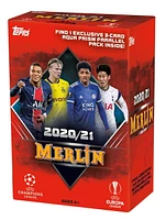 21 Topps Champions League Merlin Chrome Soccer Trading Card Blaster Box | Exclusive 3-card Aqua Prism Refractor Parallel Pack