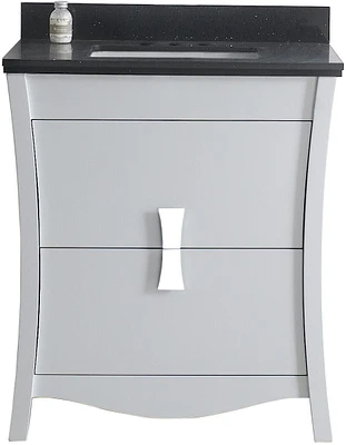 American Imaginations -in. W Floor Mount White Vanity Set For 3H8-in. Drilling Bianca Carara Top Biscuit UM Sink AI