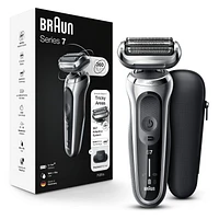 Braun Series 7 7020s Electric Razor for Men with Precision Trimmer, Wet & Dry, Rechargeable, Cordless Foil Shaver, Silver, 1 CT