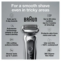 Braun Series 7 7020s Electric Razor for Men with Precision Trimmer, Wet & Dry, Rechargeable, Cordless Foil Shaver, Silver, 1 CT