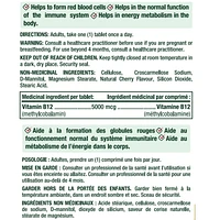 NATURE'S BOUNTY Vitamine B12, ultra-forte 5 000 mcg, aide au métabolisme, aux globules rouges, au système immunitaire, prévient la carence en vitamine B12, comprimés à saveur de cerise 45 paquet 45 Comprimés