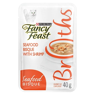 Fancy Feast Broths Seafood Bisque with Shrimp, Cat Food Complement 40 g, 40 g