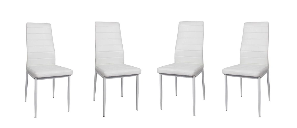 K-Living Nash White PU Upholstered Chairs with Sturdy Metal Legs (4 Chairs Per Box)