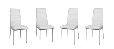 K-Living Nash White PU Upholstered Chairs with Sturdy Metal Legs (4 Chairs Per Box)