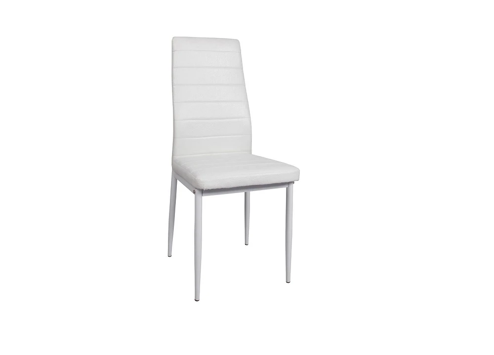 K-Living Nash White PU Upholstered Chairs with Sturdy Metal Legs (4 Chairs Per Box)