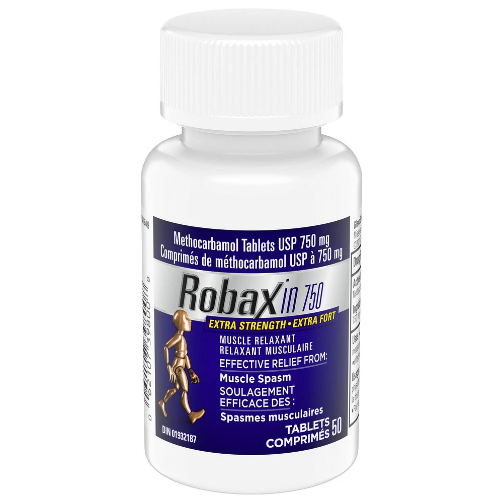 Relaxant musculaire Robaxin 750 Extra Fort, comprimés, emballage de 50 emballage de 50