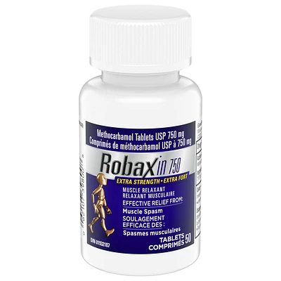Relaxant musculaire Robaxin 750 Extra Fort, comprimés, emballage de 50 emballage de 50