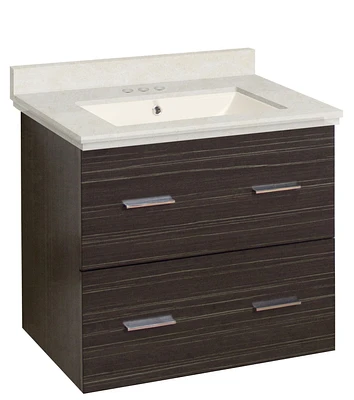 American Imaginations 37.75-in. W Wall Mount Dawn Grey Vanity Set For 3H8-in. Drilling Beige Top White UM Sink AI-18559