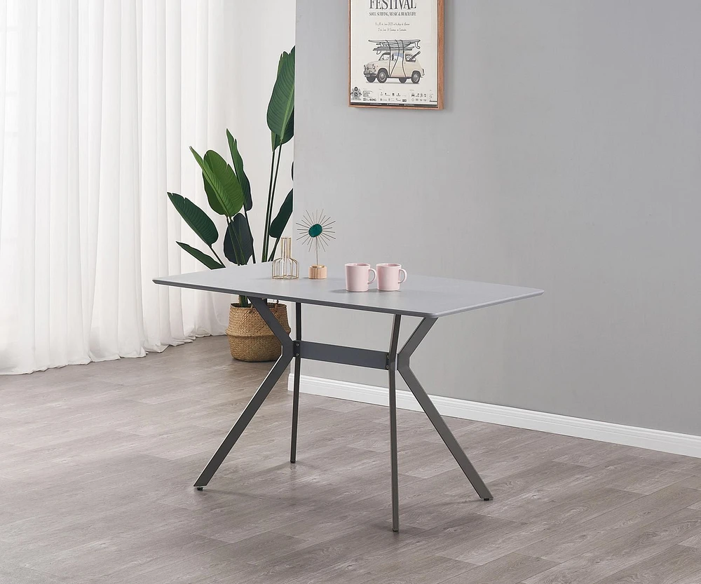 K-Living Nash Grey Anti Scratch, Powder Coated Metal Dining Table