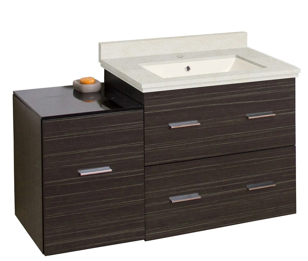 American Imaginations 37.75-in. W Wall Mount Dawn Grey Vanity Set For 1 Hole Drilling Beige Top Biscuit UM Sink AI-18718