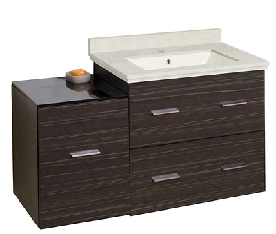 American Imaginations 37.75-in. W Wall Mount Dawn Grey Vanity Set For 1 Hole Drilling Beige Top Biscuit UM Sink AI-18718