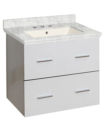 American Imaginations 37.75-in. W Wall Mount Dawn Grey Vanity Set For 3H8-in. Drilling Bianca Carara Top Biscuit UM Sink AI-18592