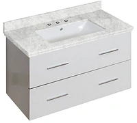 American Imaginations 23.75-in. W Floor Mount Dawn Grey Vanity Set For 1 Hole Drilling Beige Top Biscuit UM Sink AI-18672