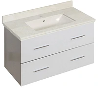 American Imaginations 59-in. W Floor Mount White Vanity Set For 1 Hole Drilling Bianca Carara Top Biscuit UM Sink AI-18677