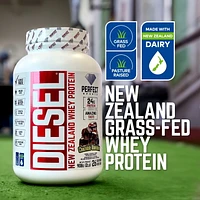 PERFECT Sports - DIESEL New Zealand Whey Protein, Grass-Fed + Pasture-Raised Whey Protein Powder, Gluten-Free, Chocolate Obsession, 2 lbs, Whey Protein, 2lb