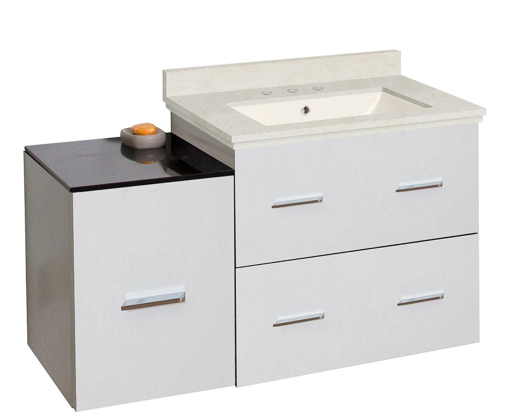 American Imaginations 37.75-in. W Floor Mount Dawn Grey Vanity Set For 1 Hole Drilling Beige Top Biscuit UM Sink AI-18803