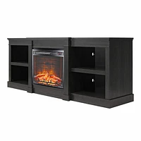 Ameriwood Home Baileywick TV Console with Electric Fireplace for TVs up to 75", Black Oak