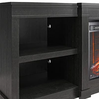 Ameriwood Home Baileywick TV Console with Electric Fireplace for TVs up to 75", Black Oak