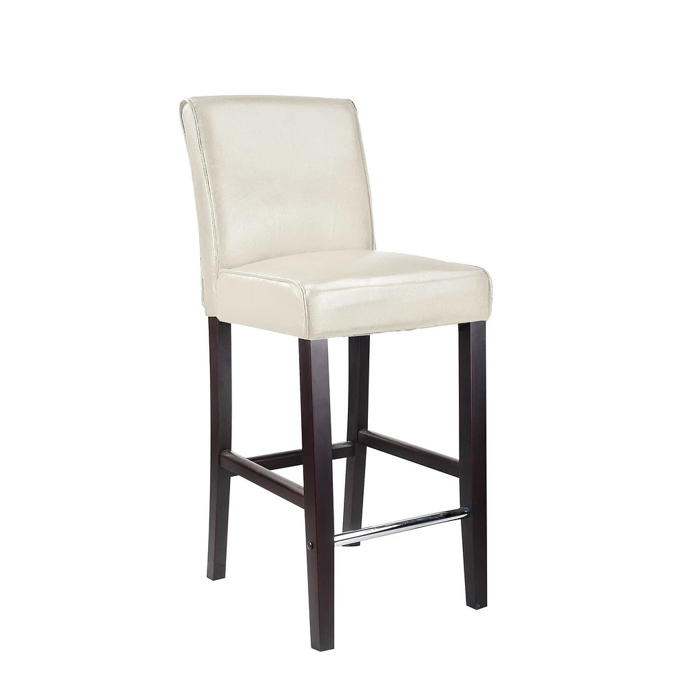 Ira Smooth Fabric Upholstered Bar Height Bar Stool with Wood Legs