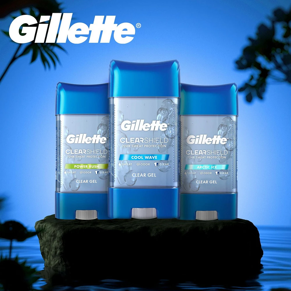 Antisudorifique et désodorisant en gel transparent Gillette pour hommes Pluie tropicale paquet jumelé, 108 g chacun