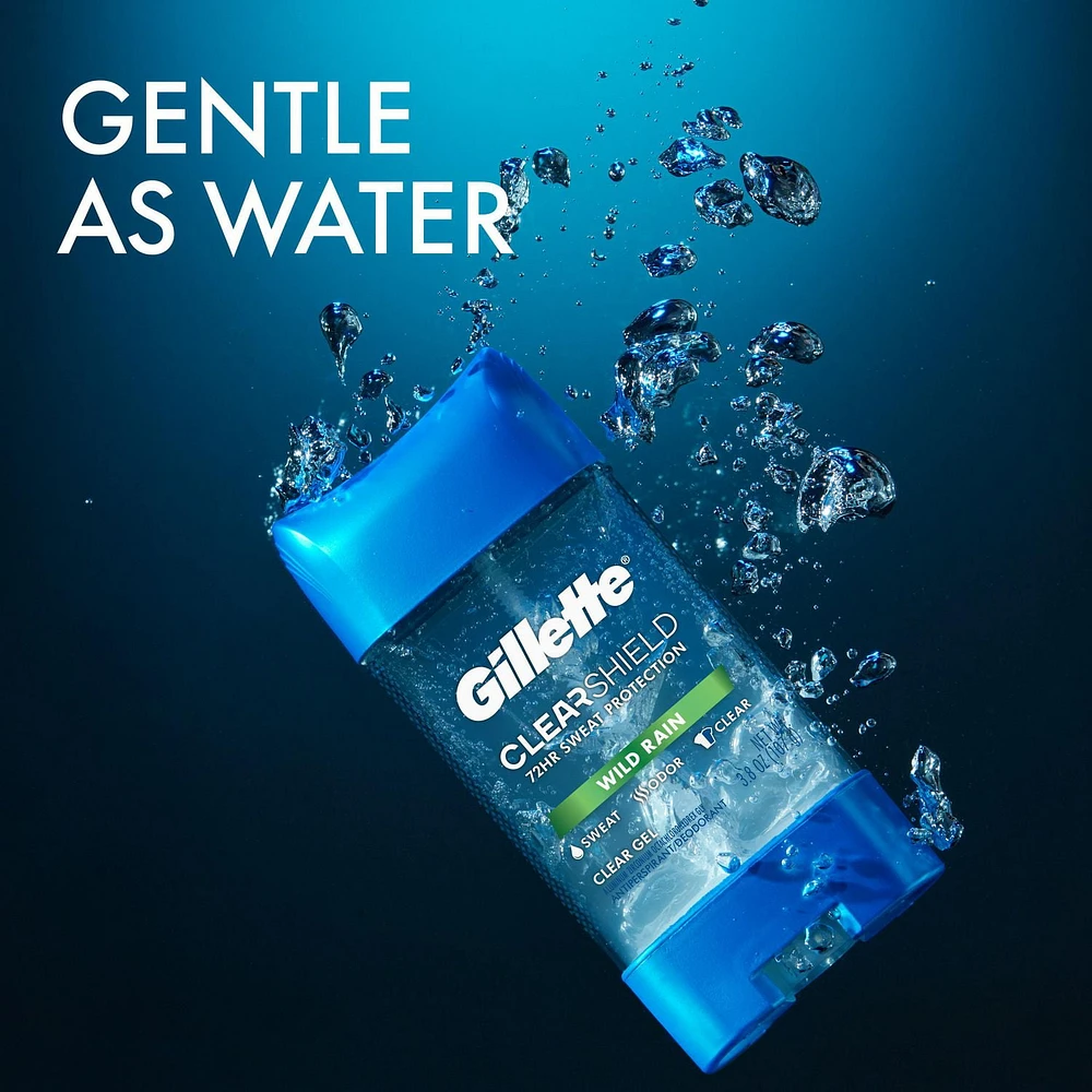 Antisudorifique et désodorisant en gel transparent Gillette pour hommes Pluie tropicale paquet jumelé, 108 g chacun