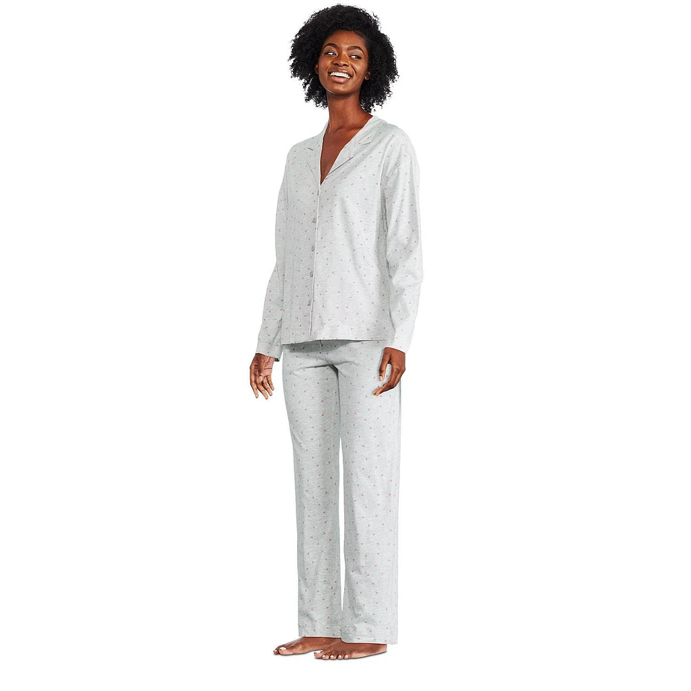 Pyjama 2 pièces avec haut à col cranté George pour femmes Tailles TP–TTG