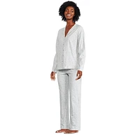Pyjama 2 pièces avec haut à col cranté George pour femmes Tailles TP–TTG