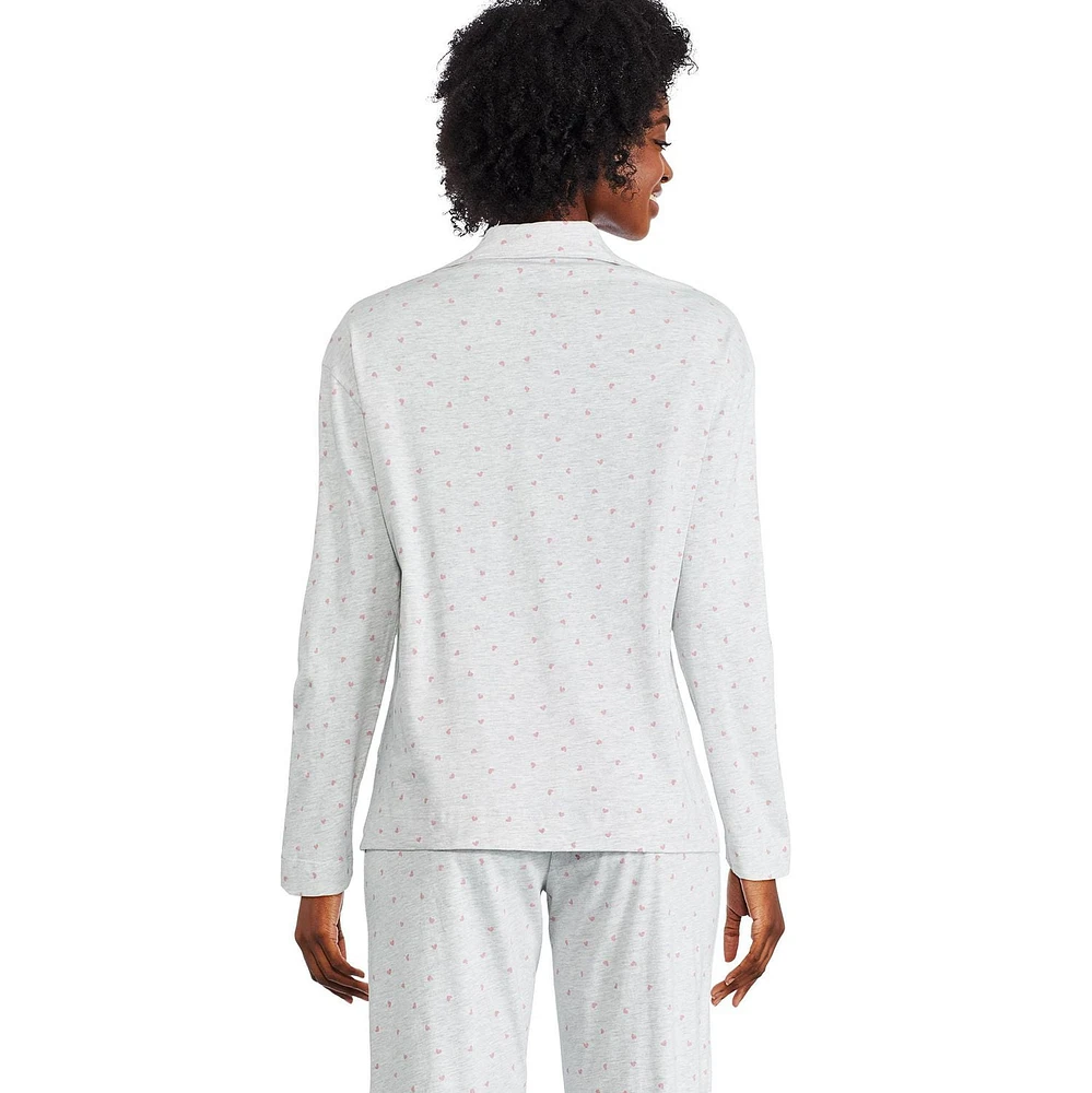 Pyjama 2 pièces avec haut à col cranté George pour femmes Tailles TP–TTG