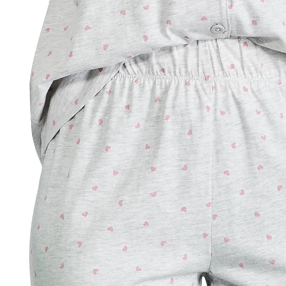 Pyjama 2 pièces avec haut à col cranté George pour femmes Tailles TP–TTG