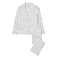 Pyjama 2 pièces avec haut à col cranté George pour femmes Tailles TP–TTG